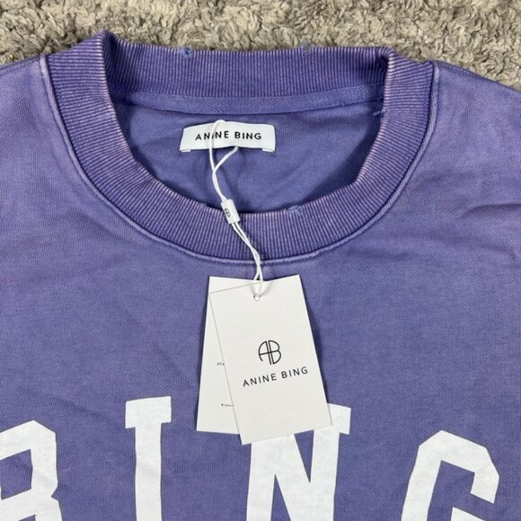 Anine Bing Tyler Sweatshirt in Washed Lavender - Picture 2 of 4